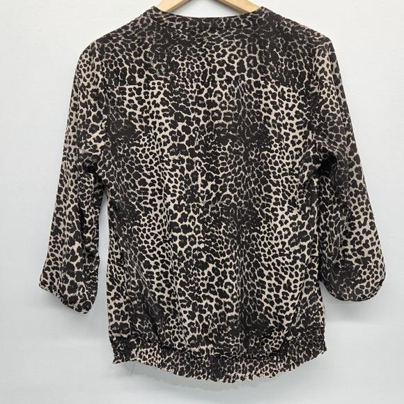 Jessica Womens Leopard Print Sheer Blouse - Picture 7 of 8
